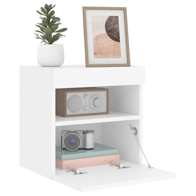 Casa si Gradina - Mobilier - Comode si corpuri - Comode - Comoda TV de perete cu lumini LED, alb, 40x30x40 cm - Infinity.ro