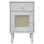 Casa si Gradina - Mobilier - Comode si corpuri - Noptiere - Noptiera SENJA, aspect ratan alb, 40x35x65 cm, lemn masiv pin - Infinity.ro