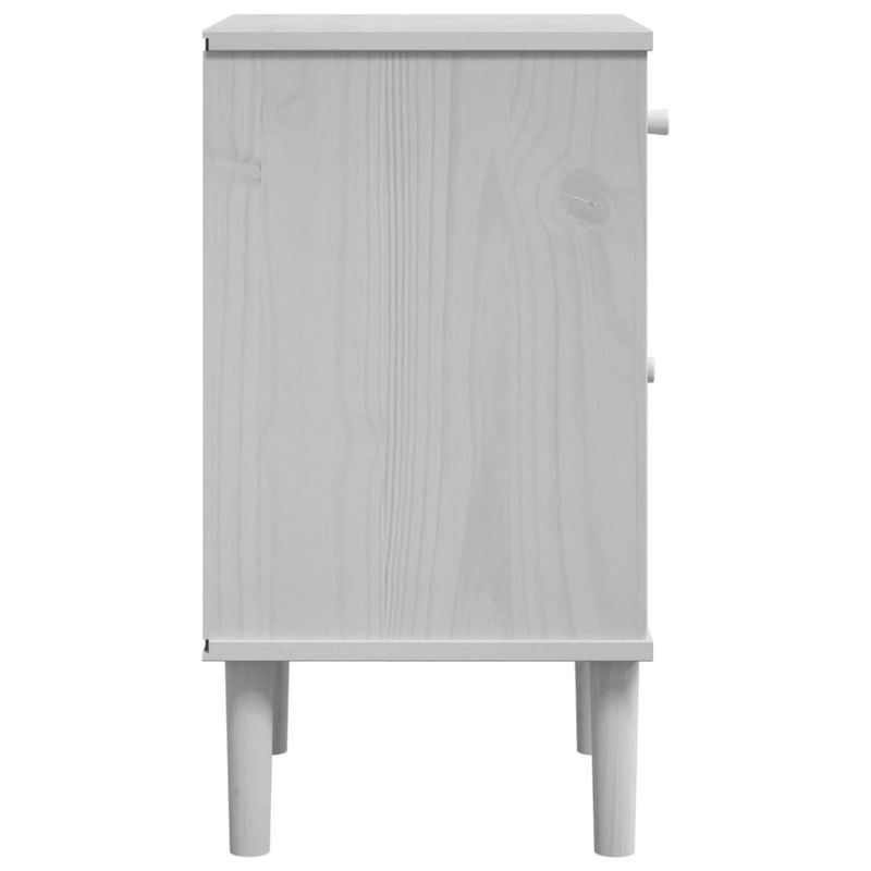 Casa si Gradina - Mobilier - Comode si corpuri - Noptiere - Noptiera SENJA, aspect ratan alb, 40x35x65 cm, lemn masiv pin - Infinity.ro