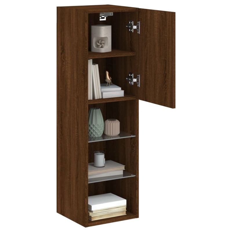 Casa si Gradina - Mobilier - Comode si corpuri - Comode - Comoda TV cu lumini LED, stejar maro, 30,5x30x102 cm - Infinity.ro