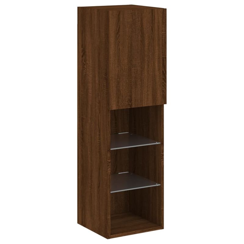 Casa si Gradina - Mobilier - Comode si corpuri - Comode - Comoda TV cu lumini LED, stejar maro, 30,5x30x102 cm - Infinity.ro