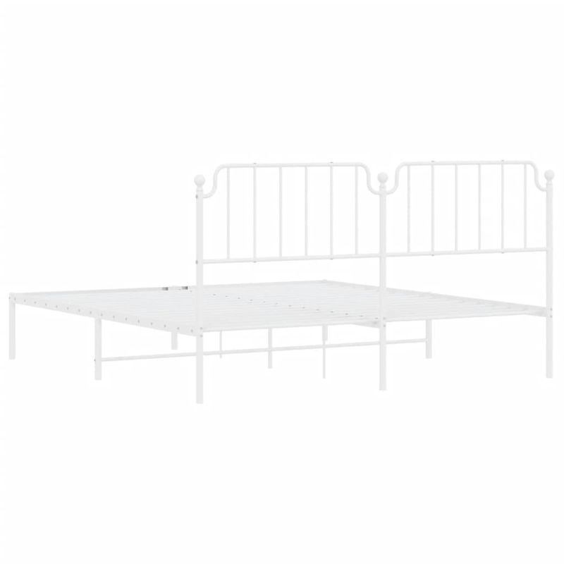 Casa si Gradina - Mobilier - Paturi si accesorii - Paturi - Cadru de pat metalic cu tablie, alb, 183x213 cm - Infinity.ro