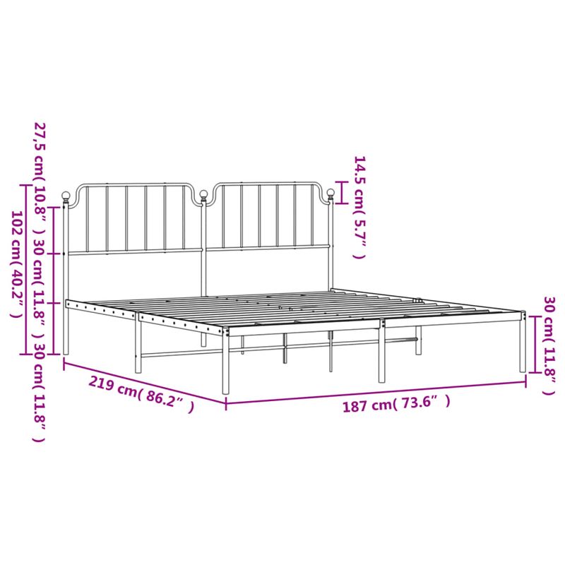 Casa si Gradina - Mobilier - Paturi si accesorii - Paturi - Cadru de pat metalic cu tablie, alb, 183x213 cm - Infinity.ro