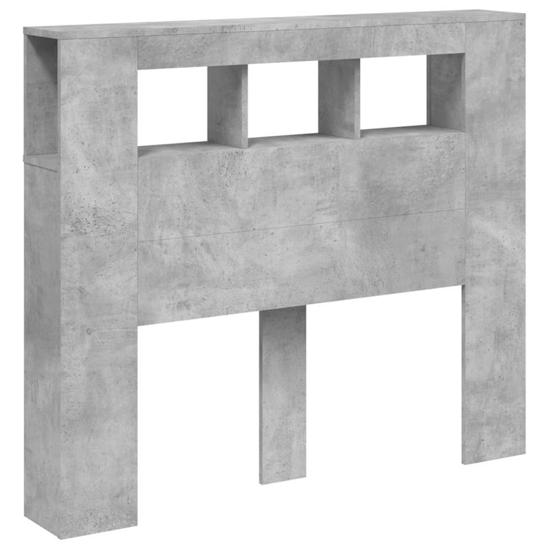 Casa si Gradina - Mobilier - Paturi si accesorii - Accesorii paturi - Tablie de pat cu LED, gri beton, 120x18,5x103,5 cm, lemn - Infinity.ro