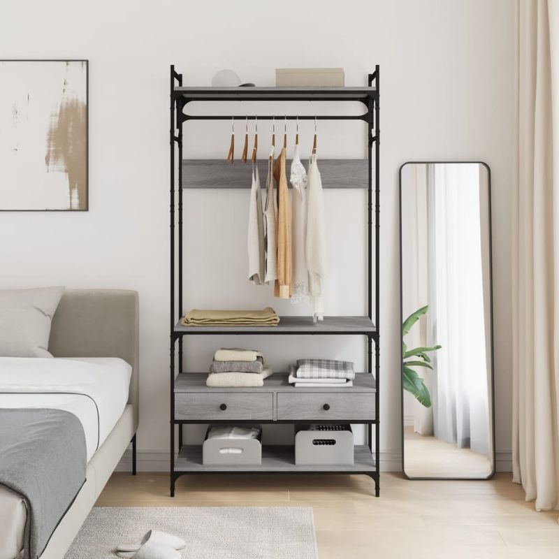 Casa si Gradina - Mobilier - Dulapuri si sifoniere - Sifoniere - Sifonier cu sertare, gri sonoma, 89x39x184,5 cm, lemn compozit - Infinity.ro