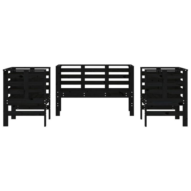 Casa si Gradina - Gradina si terasa - Mobilier exterior - Seturi mobila gradina - Set mobilier de gradina, 3 piese, negru, lemn masiv pin - Infinity.ro