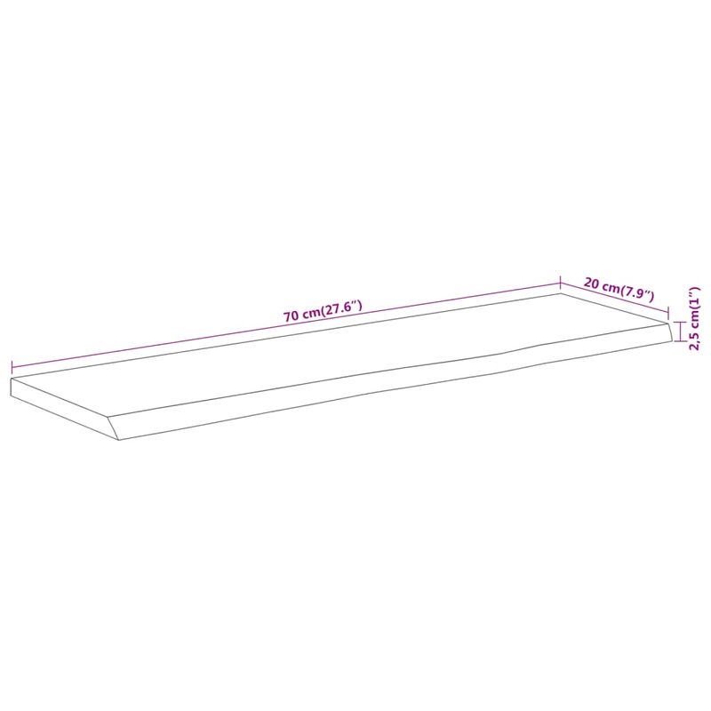 Casa si Gradina - Mobilier - Biblioteci si rafturi - Rafturi - Raft perete 70x20x2,5 cm dreptunghiular lemn acacia margine vie - Infinity.ro