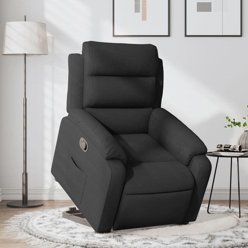 Casa si Gradina - Mobilier - Scaune si fotolii - Fotolii - Fotoliu rabatabil cu ridicare pe verticala, negru, textil - Infinity.ro