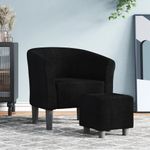 Casa si Gradina - Mobilier - Scaune si fotolii - Fotolii - Fotoliu tip cuva cu taburet, negru, material textil - Infinity.ro