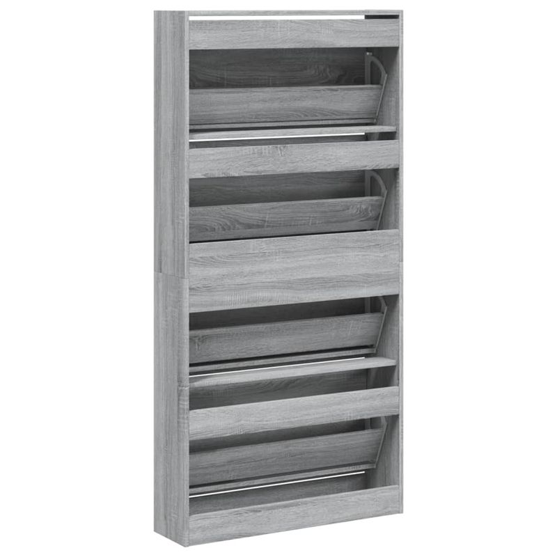 Casa si Gradina - Mobilier - Organizare si depozitare - Organizator incaltaminte - Pantofar cu 4 sertare rabatabile, gri sonoma, 80x21x163,5 cm - Infinity.ro