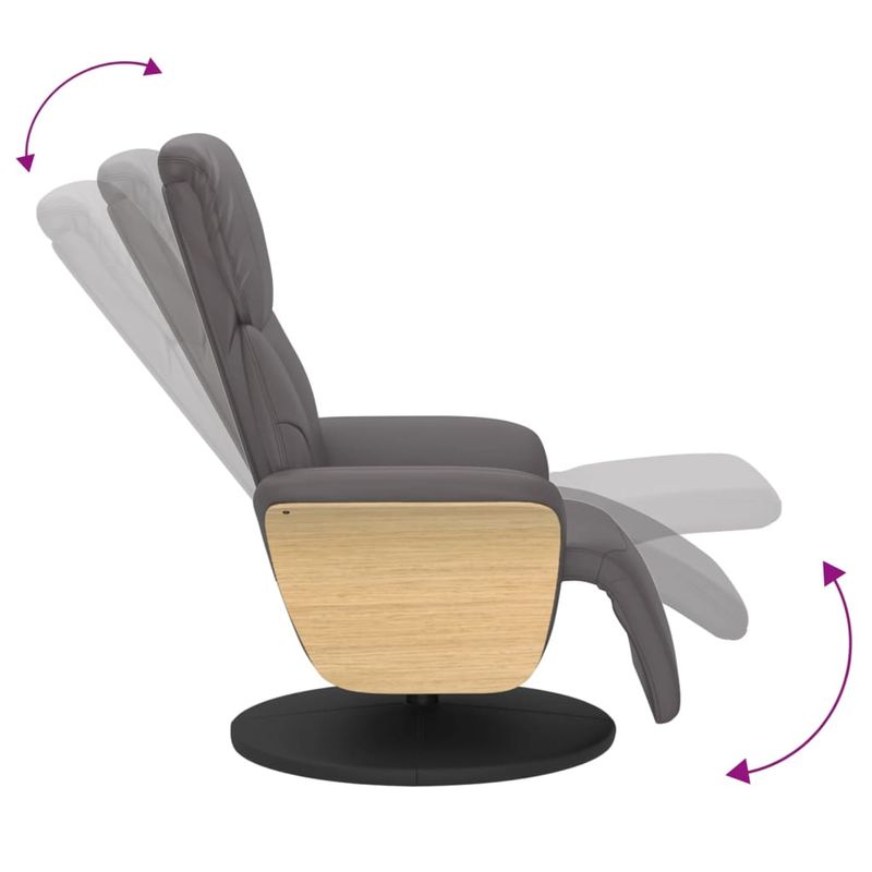 Casa si Gradina - Mobilier - Scaune si fotolii - Fotolii - Fotoliu rabatabil cu suport de picioare, gri, piele ecologica - Infinity.ro