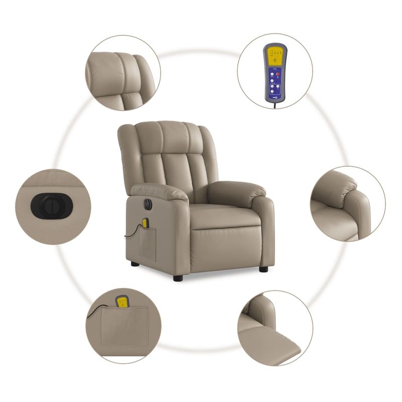 Ingrijire personala si Cosmetice - Sanatate si wellness - Articole wellness - Fotolii de masaj - Fotoliu electric masaj rabatabil, cappuccino, piele ecologica - Infinity.ro