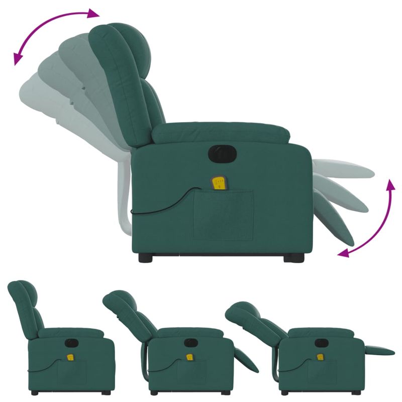 Ingrijire personala si Cosmetice - Sanatate si wellness - Articole wellness - Fotolii de masaj - Fotoliu electric masaj rabatabil / ridicare verde inchis textil - Infinity.ro