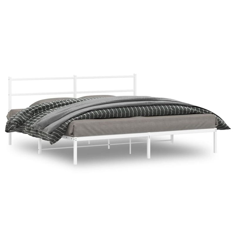 Casa si Gradina - Mobilier - Paturi si accesorii - Paturi - Cadru de pat metalic cu tablie, alb, 183x213 cm - Infinity.ro