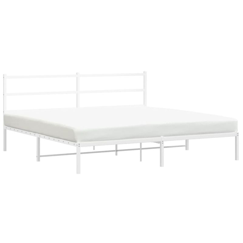 Casa si Gradina - Mobilier - Paturi si accesorii - Paturi - Cadru de pat metalic cu tablie, alb, 183x213 cm - Infinity.ro
