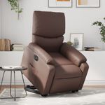 Casa si Gradina - Mobilier - Scaune si fotolii - Fotolii - Fotoliu rabatabil electric cu ridicare, maro, piele ecologica - Infinity.ro