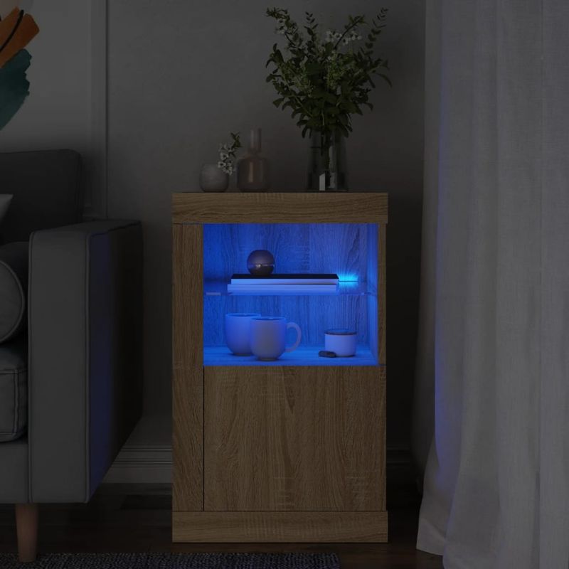 Casa si Gradina - Mobilier - Dulapuri si sifoniere - Dulapuri - Dulap lateral cu lumini LED, stejar sonoma, lemn prelucrat - Infinity.ro