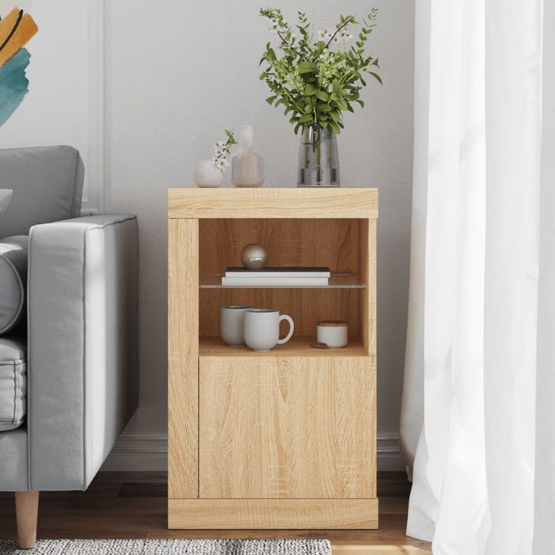 Casa si Gradina - Mobilier - Dulapuri si sifoniere - Dulapuri - Dulap lateral cu lumini LED, stejar sonoma, lemn prelucrat - Infinity.ro