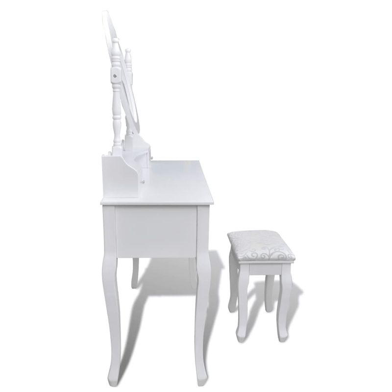 Casa si Gradina - Mobilier - Comode si corpuri - Masute de toaleta - Masa de toaleta cu oglinda si taburet, 7 sertare, alb - Infinity.ro