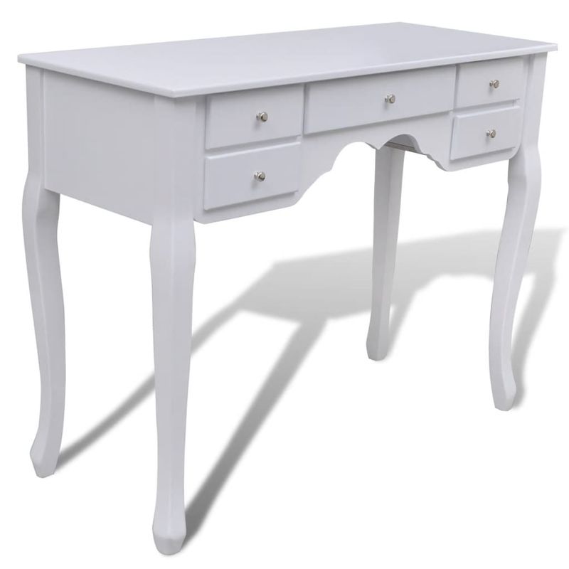 Casa si Gradina - Mobilier - Comode si corpuri - Masute de toaleta - Masa de toaleta cu oglinda si taburet, 7 sertare, alb - Infinity.ro