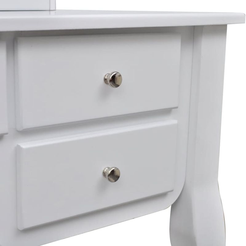 Casa si Gradina - Mobilier - Comode si corpuri - Masute de toaleta - Masa de toaleta cu oglinda si taburet, 7 sertare, alb - Infinity.ro