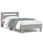 Casa si Gradina - Mobilier - Paturi si accesorii - Paturi - Cadru de pat cu tablie si lumini LED, gri sonoma, 90x190 cm - Infinity.ro