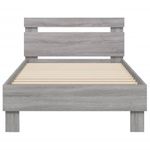Casa si Gradina - Mobilier - Paturi si accesorii - Paturi - Cadru de pat cu tablie si lumini LED, gri sonoma, 90x190 cm - Infinity.ro
