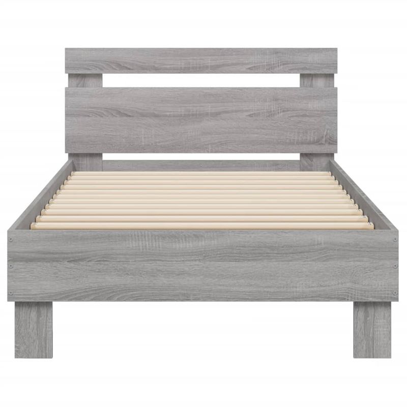 Casa si Gradina - Mobilier - Paturi si accesorii - Paturi - Cadru de pat cu tablie si lumini LED, gri sonoma, 90x190 cm - Infinity.ro