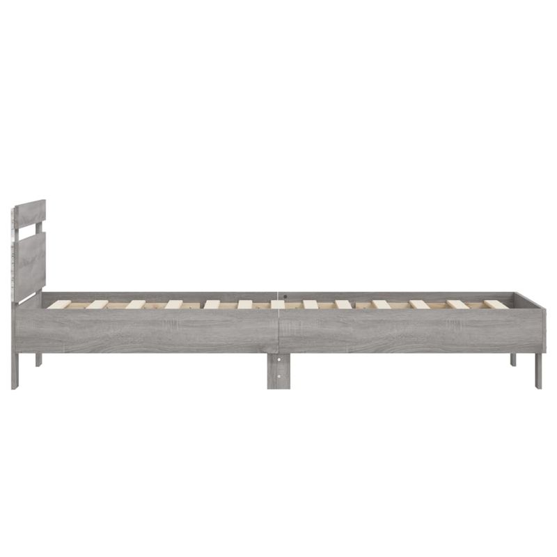 Casa si Gradina - Mobilier - Paturi si accesorii - Paturi - Cadru de pat cu tablie si lumini LED, gri sonoma, 90x190 cm - Infinity.ro