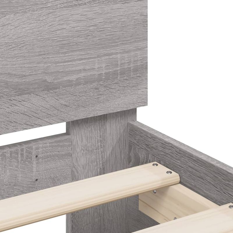 Casa si Gradina - Mobilier - Paturi si accesorii - Paturi - Cadru de pat cu tablie si lumini LED, gri sonoma, 90x190 cm - Infinity.ro