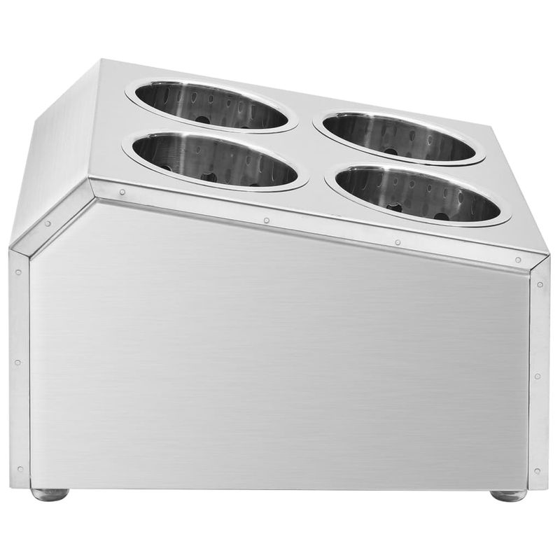 Casa si Gradina - Bucatarie si vesela - Organizare si depozitare bucatarie - Suporturi tacamuri si vase - Suport pentru tacamuri, 4 insertii, otel inoxidabil, patrat - Infinity.ro