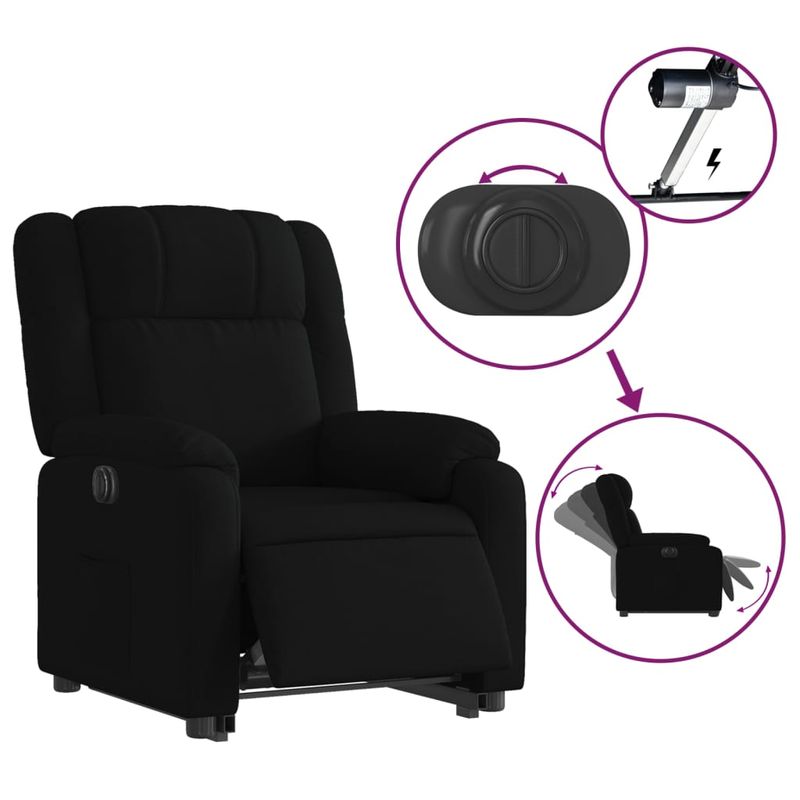 Casa si Gradina - Mobilier - Scaune si fotolii - Fotolii - Fotoliu electric rabatabil cu ridicare, negru, textil - Infinity.ro