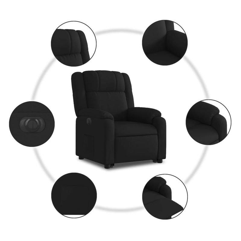 Casa si Gradina - Mobilier - Scaune si fotolii - Fotolii - Fotoliu electric rabatabil cu ridicare, negru, textil - Infinity.ro