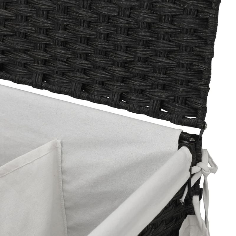 Market - Spalare si intretinere rufe - Uscatoare de rufe si accesorii - Cos de rufe cu roti, negru, 60x35x60,5 cm, ratan - Infinity.ro