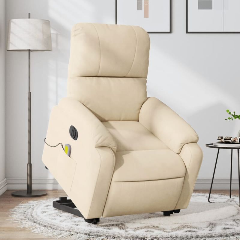 Ingrijire personala si Cosmetice - Sanatate si wellness - Articole wellness - Fotolii de masaj - Fotoliu de masaj rabatabil electric cu ridicare crem microfibra, model înclinare pe spate electrică - Infinity.ro