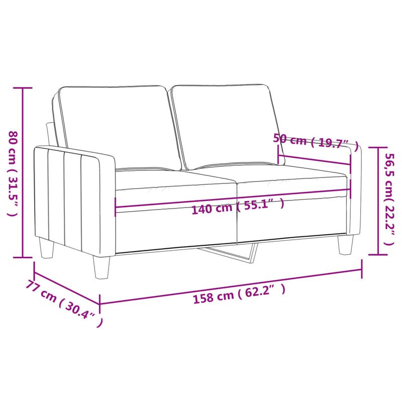 Casa si Gradina - Mobilier - Canapele si coltare - Canapele - Canapea cu 2 locuri, crem, 140 cm, catifea - Infinity.ro