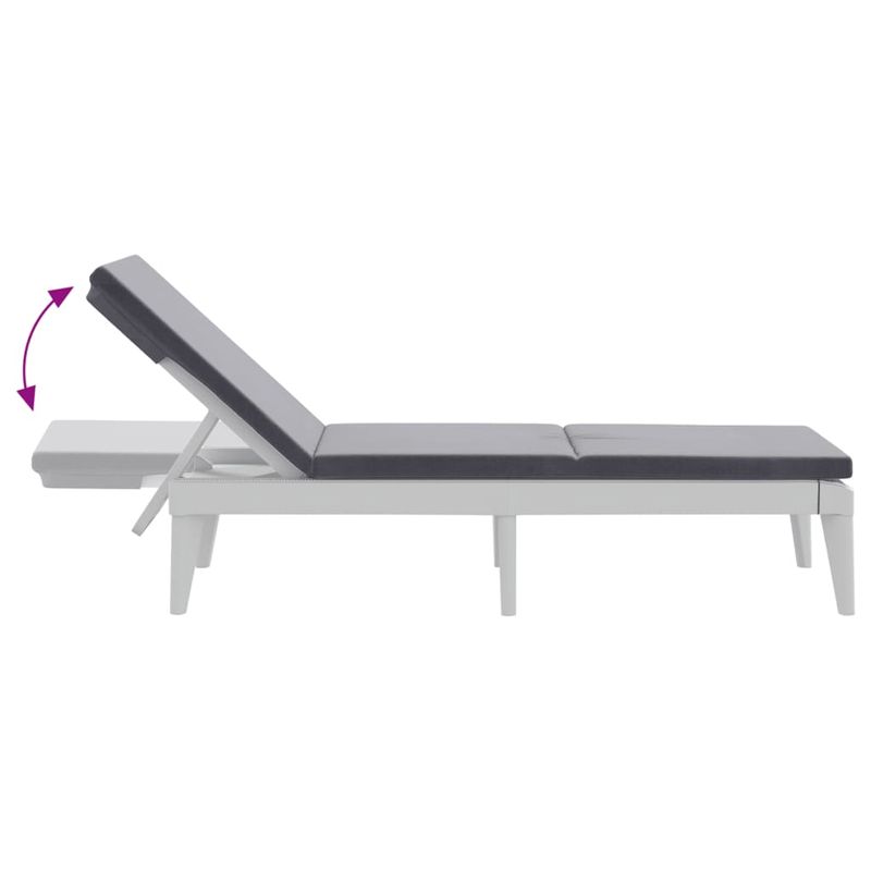 Casa si Gradina - Gradina si terasa - Mobilier exterior - Scaune si sezlonguri gradina - Sezlong cu perna, alb, 186x60x29 cm, PP - Infinity.ro