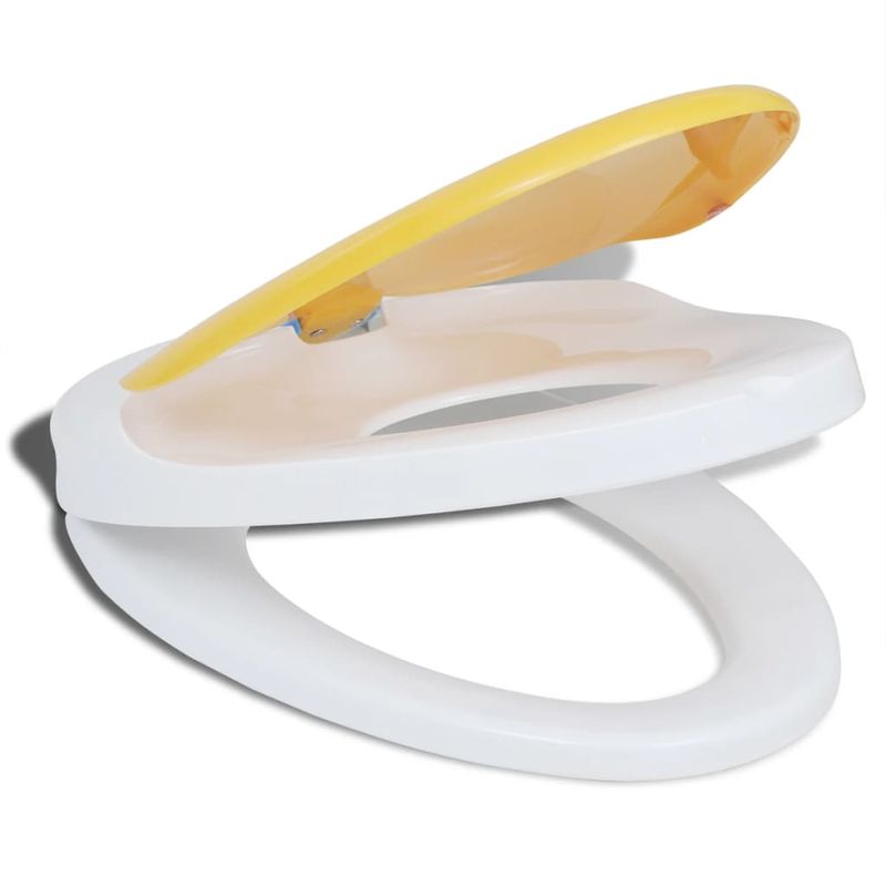 Casa si Gradina/Sanitare/Obiecte sanitare/Vase de toaleta - Capac WC cu inchidere silentioasa, alb & galben, adulti/copii - Infinity.ro