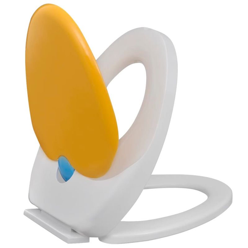 Casa si Gradina/Sanitare/Obiecte sanitare/Vase de toaleta - Capac WC cu inchidere silentioasa, alb & galben, adulti/copii - Infinity.ro