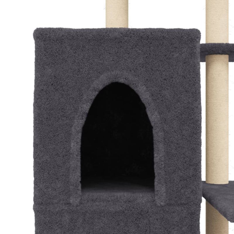 Petshop - Accesorii petshop - Jucarii animale - Ansambluri de joaca - Ansamblu de pisici, stalpi din funie sisal, gri inchis, 97 cm - Infinity.ro