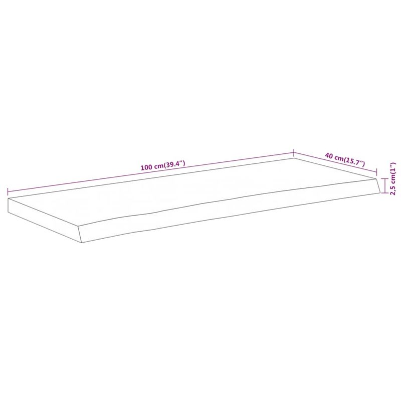 Casa si Gradina - Mobilier - Feronerie si accesorii mobila - Blat masa 100x40x2,5 cm dreptunghiular lemn acacia margine vie - Infinity.ro
