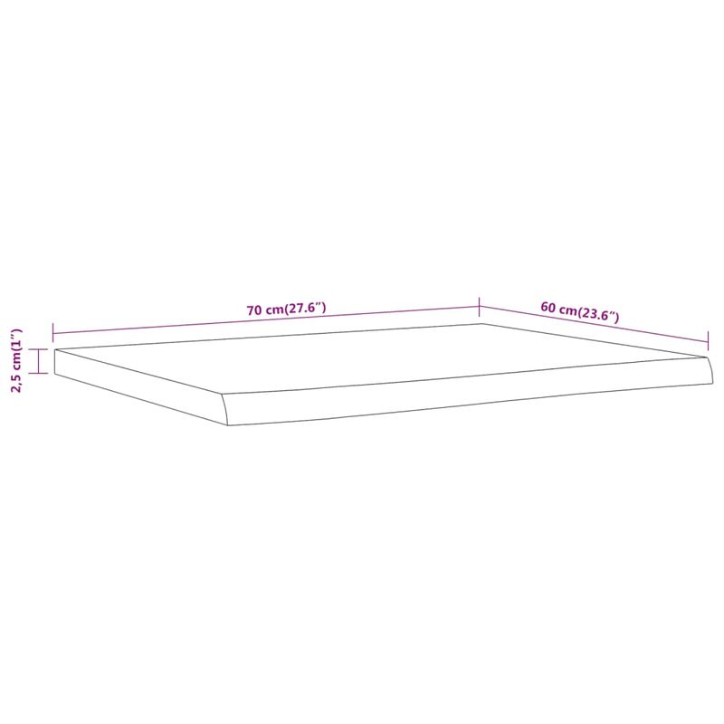 Casa si Gradina - Mobilier - Mobilier baie - Blaturi baie - Blat de baie, 70x60x2,5 cm, dreptunghiular, lemn masiv acacia - Infinity.ro