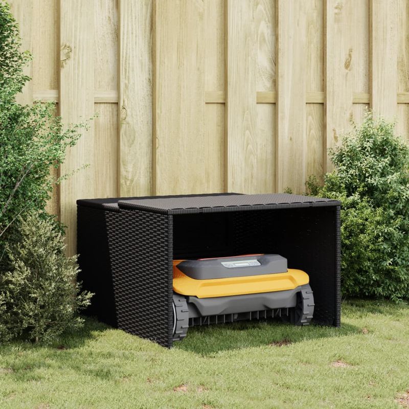 Casa si Gradina - Gradinarit si plante - Utilaje gradina - Consumabile si accesorii utilaje de gradina - Garaj pentru masina de tuns iarba negru 86x90x52/57cm poliratan - Infinity.ro