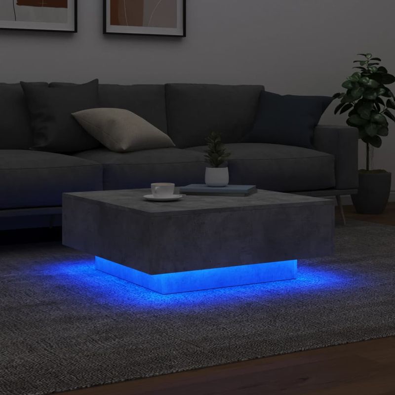 Casa si Gradina - Mobilier - Mese si birouri - Masute de cafea - Masuta de cafea cu lumini LED, gri beton, 80x80x31 cm - Infinity.ro