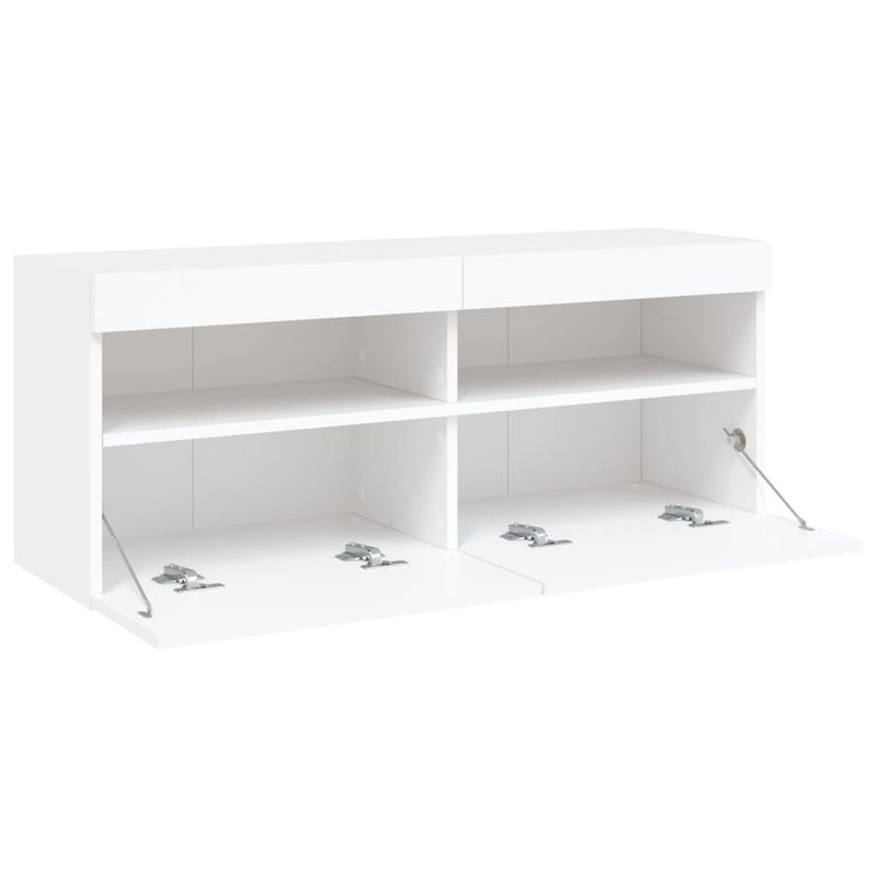 Casa si Gradina - Mobilier - Comode si corpuri - Comode - Comoda TV de perete cu lumini LED, alb, 100x30x40 cm - Infinity.ro