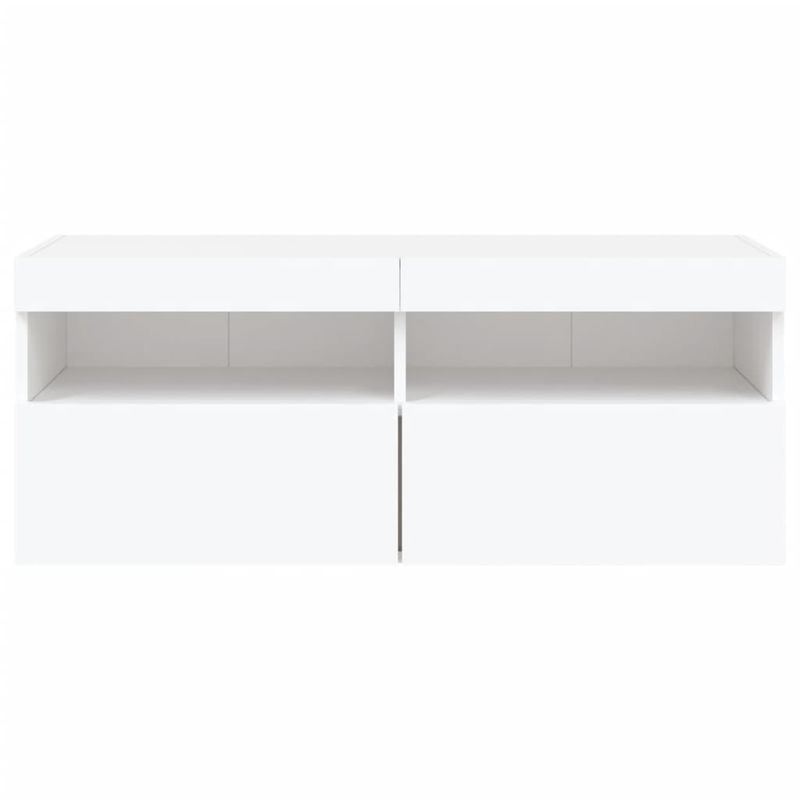 Casa si Gradina - Mobilier - Comode si corpuri - Comode - Comoda TV de perete cu lumini LED, alb, 100x30x40 cm - Infinity.ro