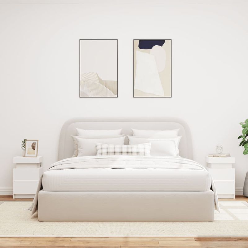 Casa si Gradina - Mobilier - Comode si corpuri - Noptiere - Noptiere cu lumini LED, 2 buc., alb, 35x39x55 cm - Infinity.ro