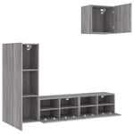Casa si Gradina - Mobilier - Comode si corpuri - Comode - Unitati TV de perete, 4 piese, gri sonoma, lemn prelucrat - Infinity.ro
