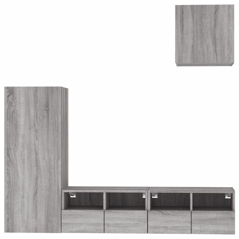 Casa si Gradina - Mobilier - Comode si corpuri - Comode - Unitati TV de perete, 4 piese, gri sonoma, lemn prelucrat - Infinity.ro