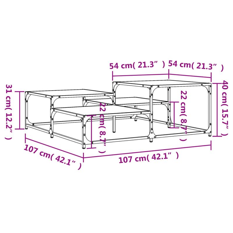 Casa si Gradina - Mobilier - Mese si birouri - Masute de cafea - Masuta de cafea stejar fumuriu 107x107x40 cm din lemn prelucrat - Infinity.ro